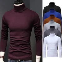 Running T-shirt Men's Slim Fit Basic Turtleneck High Collar Pullover Male Autumn Spring Thin Tops Basic Bottoming Plain T-shirt 2