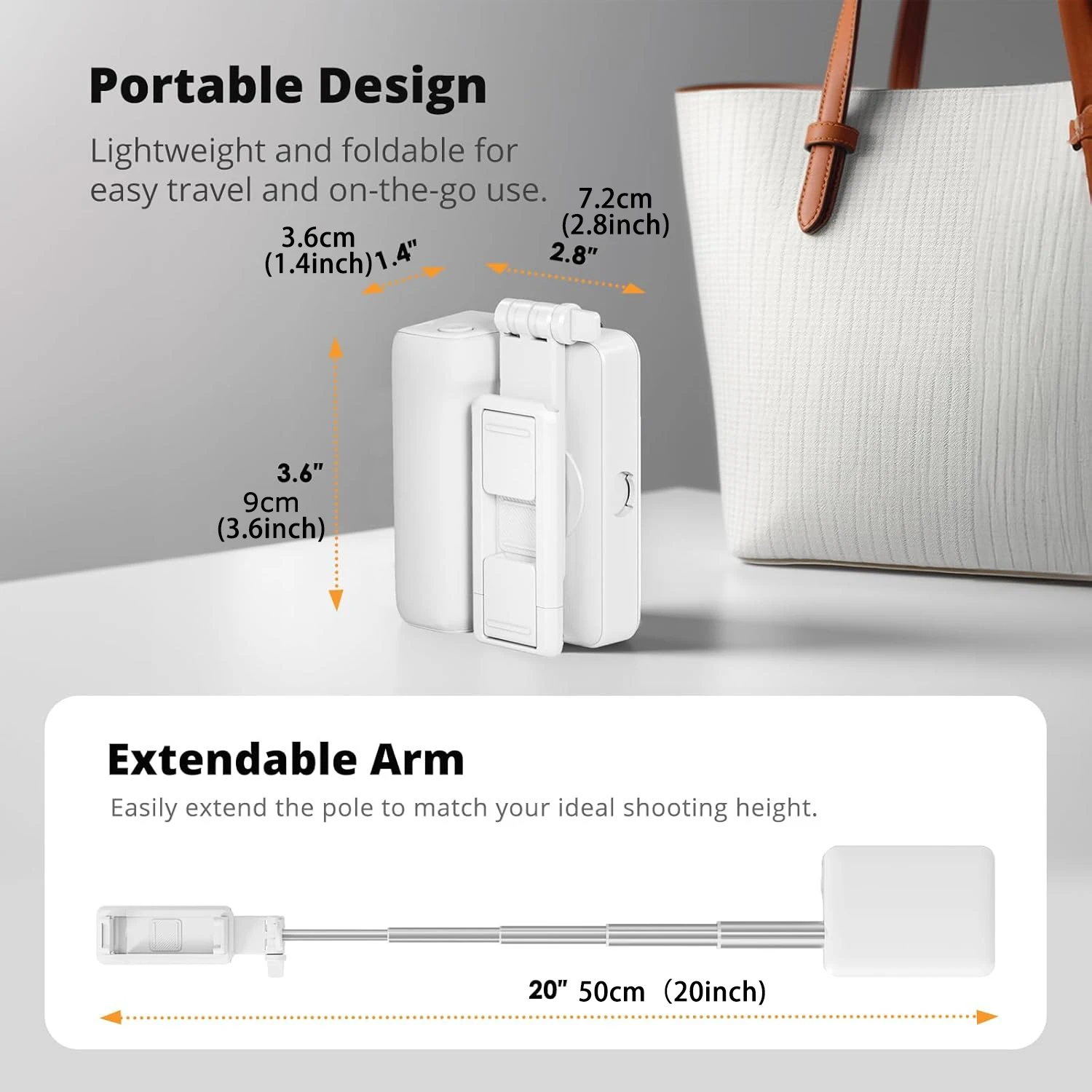 Foldable Phone Selfie Stick,360&deg; Rotatable Phone Holder ,Wireless Connection & One-Click Shooting for Vlog/Live Streaming