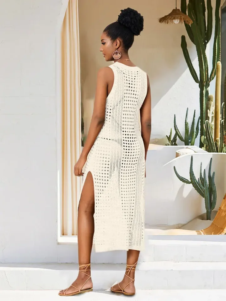 Vtido Largo Playero De Encaje Blanco Para Mujer, Vtido Largo