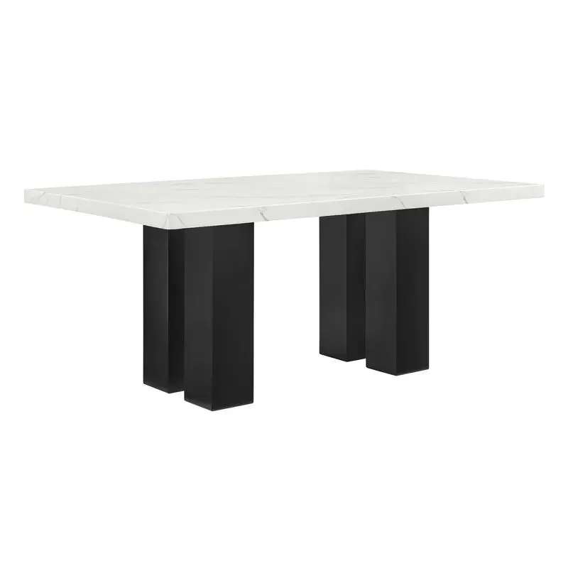 6-Piece White Marble Dining Set with Bench 2