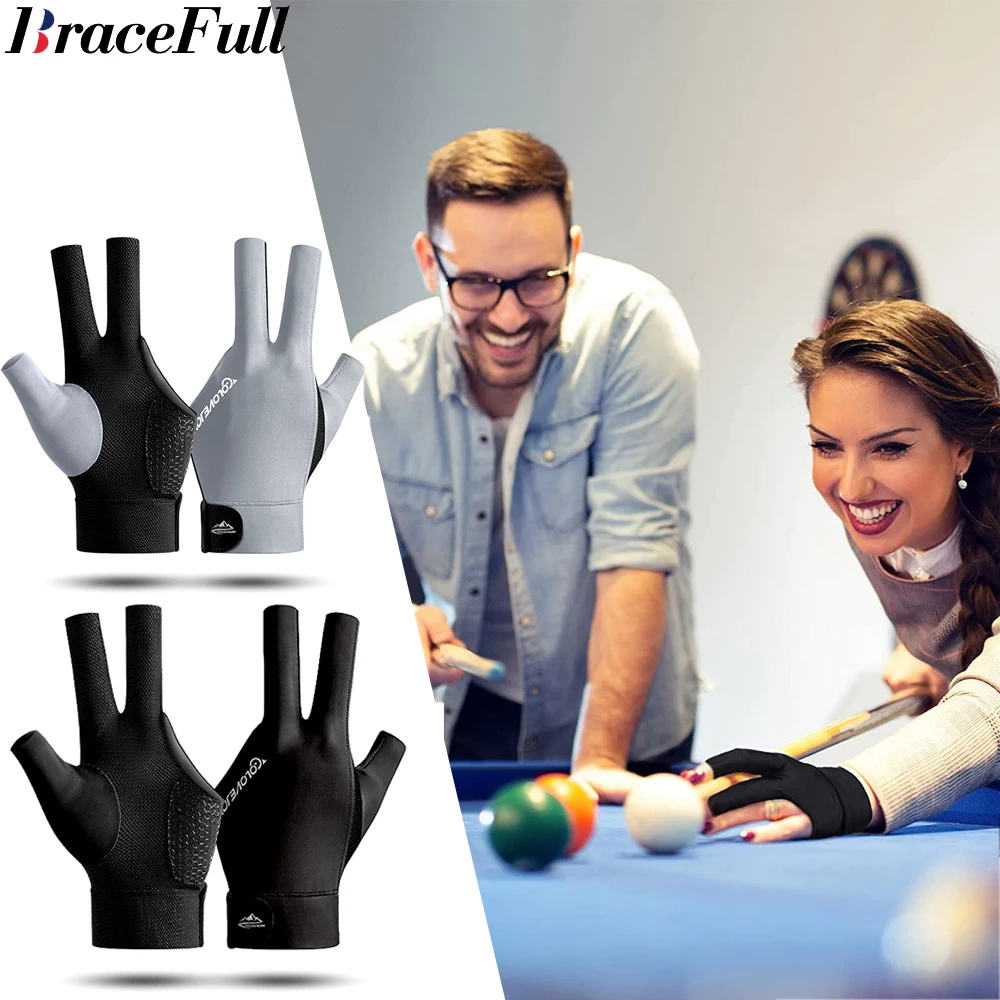 1PCSBreathableSnookerCueGlove3FingerBilliardGlovesSnookerShootersLeftHandHigh
