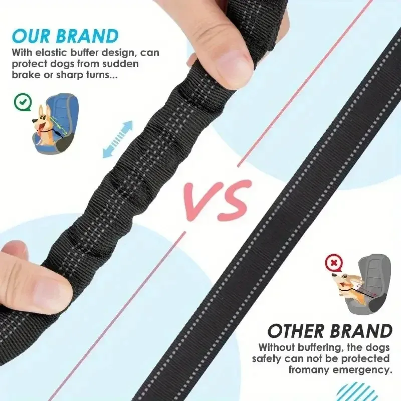 Dog Seat Belt Pet Car Seat Belt Reflective Towing Rope One Tow Two Dog Ropes Large Dog Explosion-proof Punching