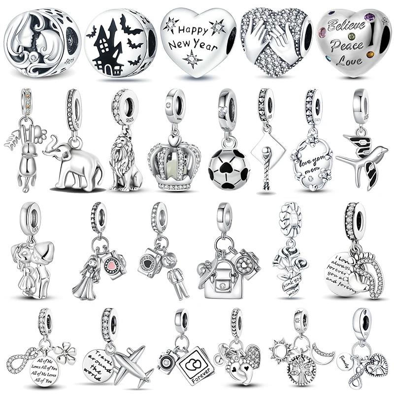 

Подвеска из серебра 925 пробы в виде пары дневных звезд для путешествий, подходит для оригинального браслета Пандоры, ожерелье из бусин, Женские Ювелирные украшения «сделай сам»