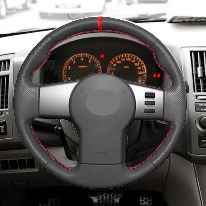 

Car Interior Steering Wheel Cover For Nissan Pathfinder III Frontier Navara Xterra 2005-2015 Perforated Leather Trim w/red strip