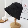Summer Fashion Ladies Paper Straw Bucket Hat Breathable Crochet Beach Cap Wide Brim Sun Cap Fisherman's Hat 5
