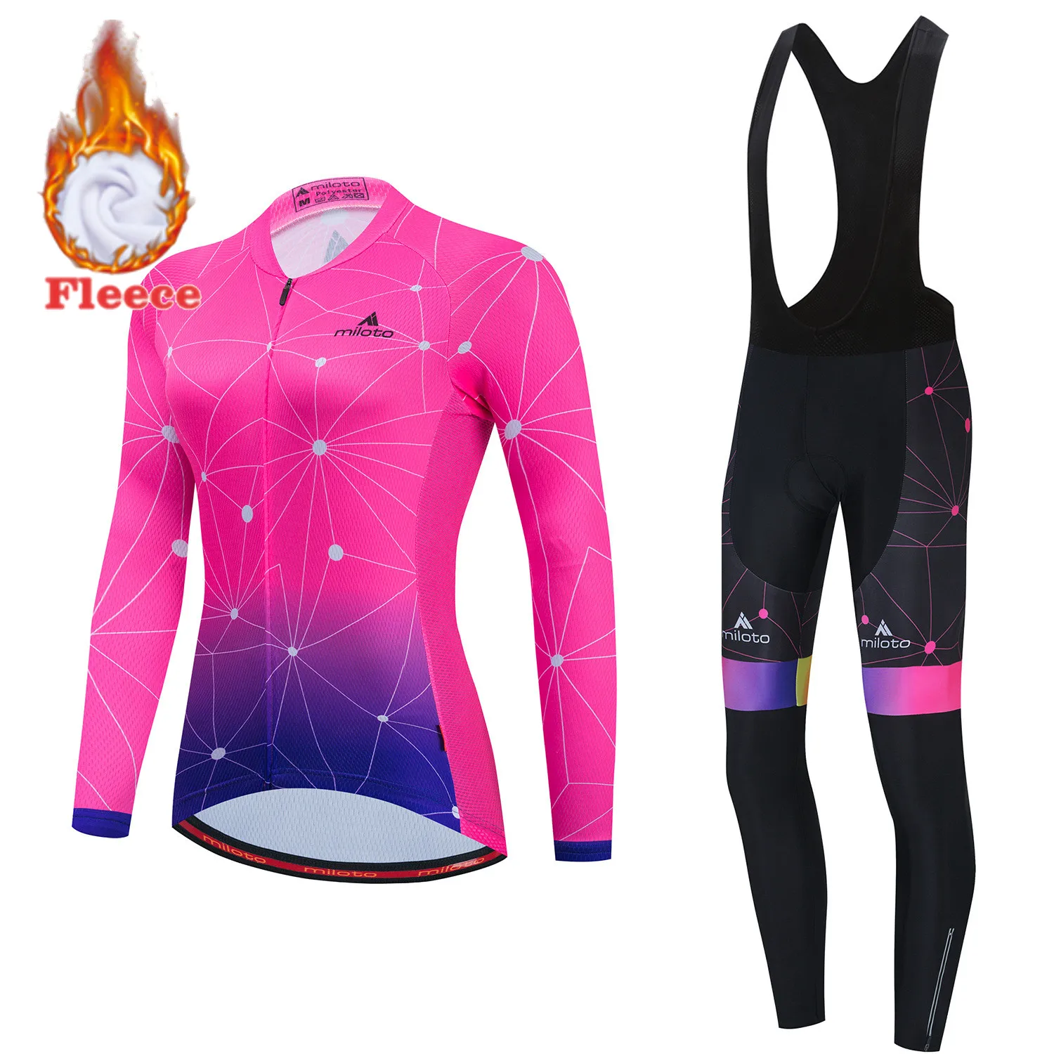 Thermal Fleece Women's Cycling T-Shirt Long Sleeve Winter