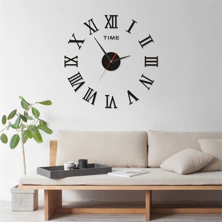 3D wall clock 3D Roman Numeral Acrylic Mirror Wall Clock Sticker DIY Quartz Clocks Watch Home Decoration