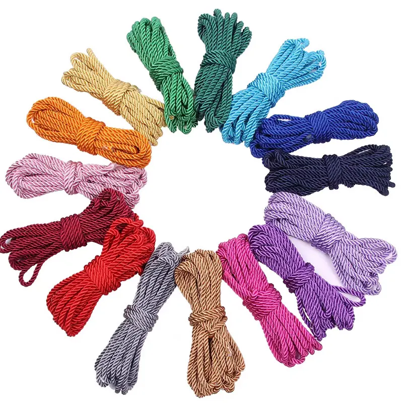 Luxurious Twisted Satin Cord for DIY Crafts & Home Decor - 5mm Braided Decorative Rope