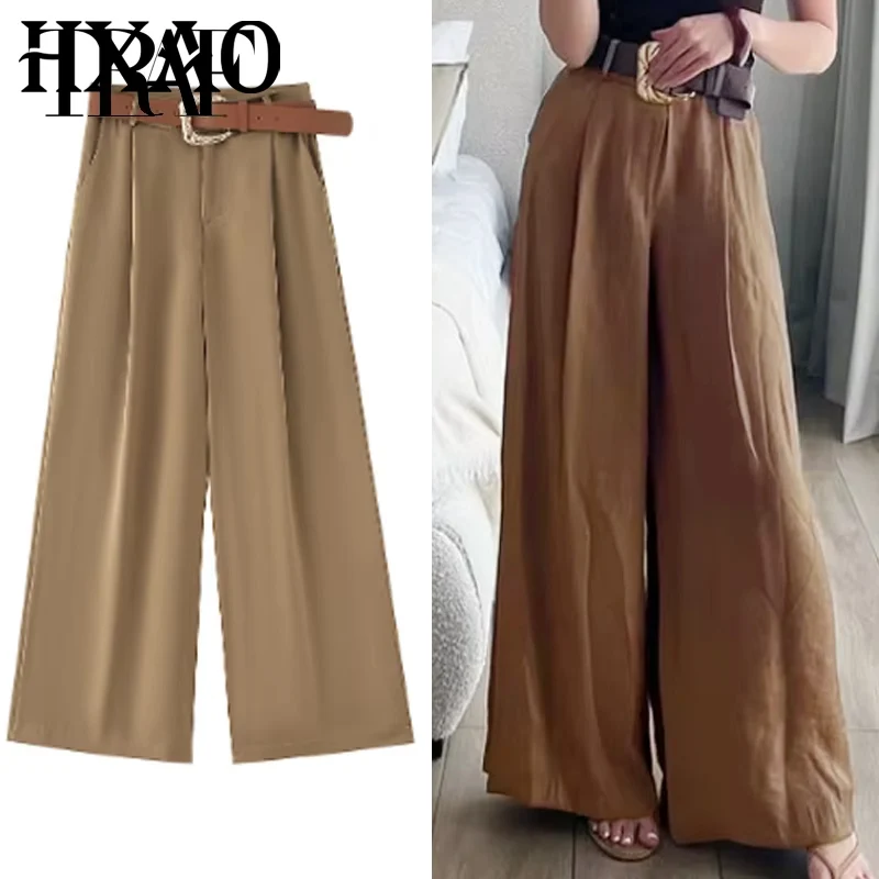 HXAO Damen Hosen Baggy Breite Hosen Frau Sommer Oversize Hohe Taille Hosen Plus Größe Y2k Hosen Koreanischen Stil Casual Hosen 066 – Detail 3