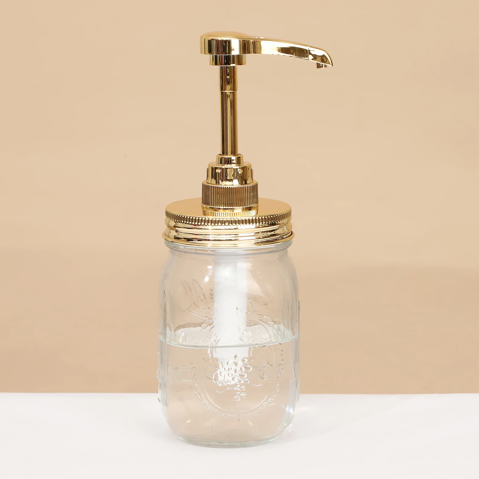 Wide Mouth Mason Jar Lotion Honey Pump Dispenser Plastic Press Pumps with Stainless Steel Lids Rust Proof Leak-Proof Lid