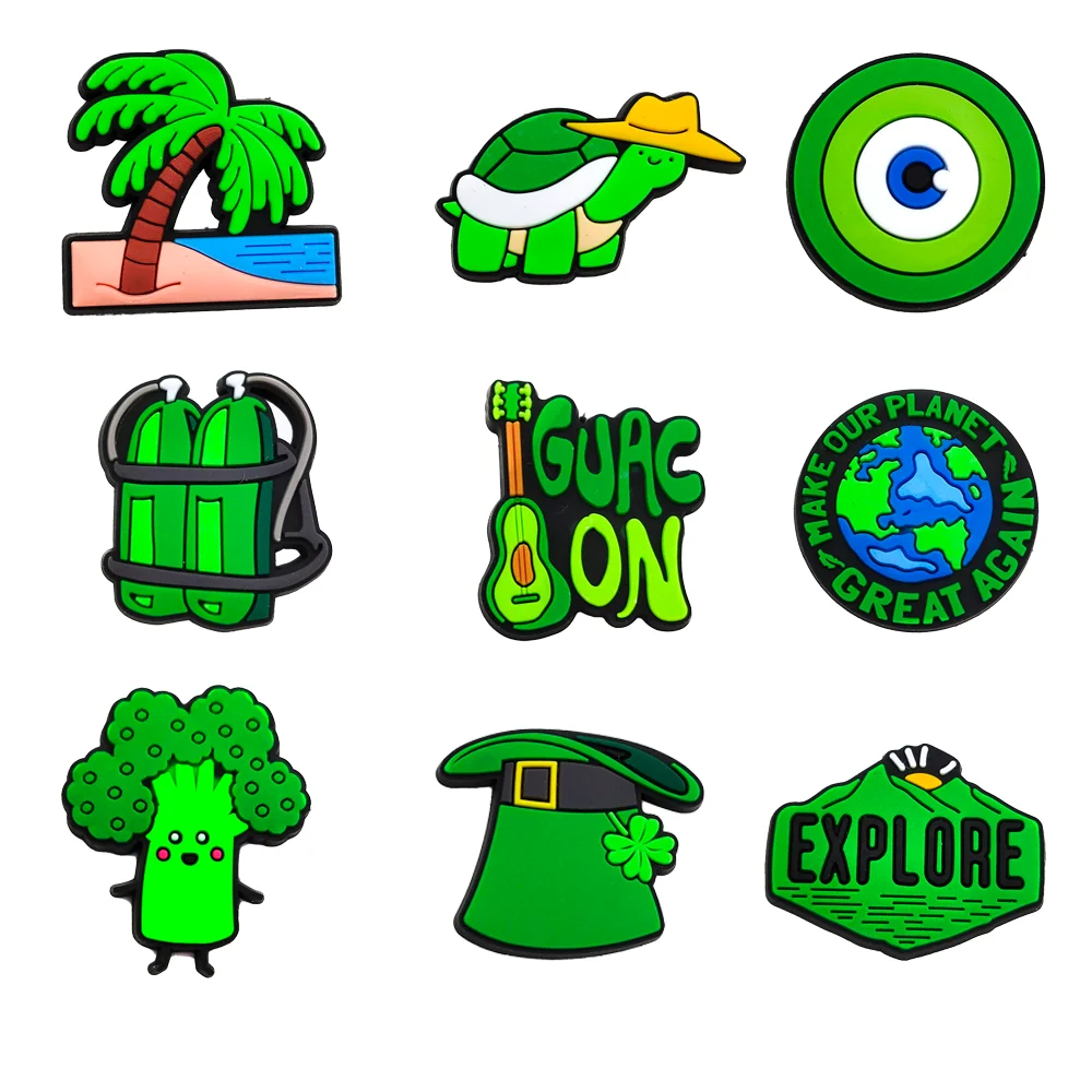 

10pcs/set Shoe Charms Decoration Buckle Green vsco series JIBZ DIY shoe accessories for Croc Charms friend gift