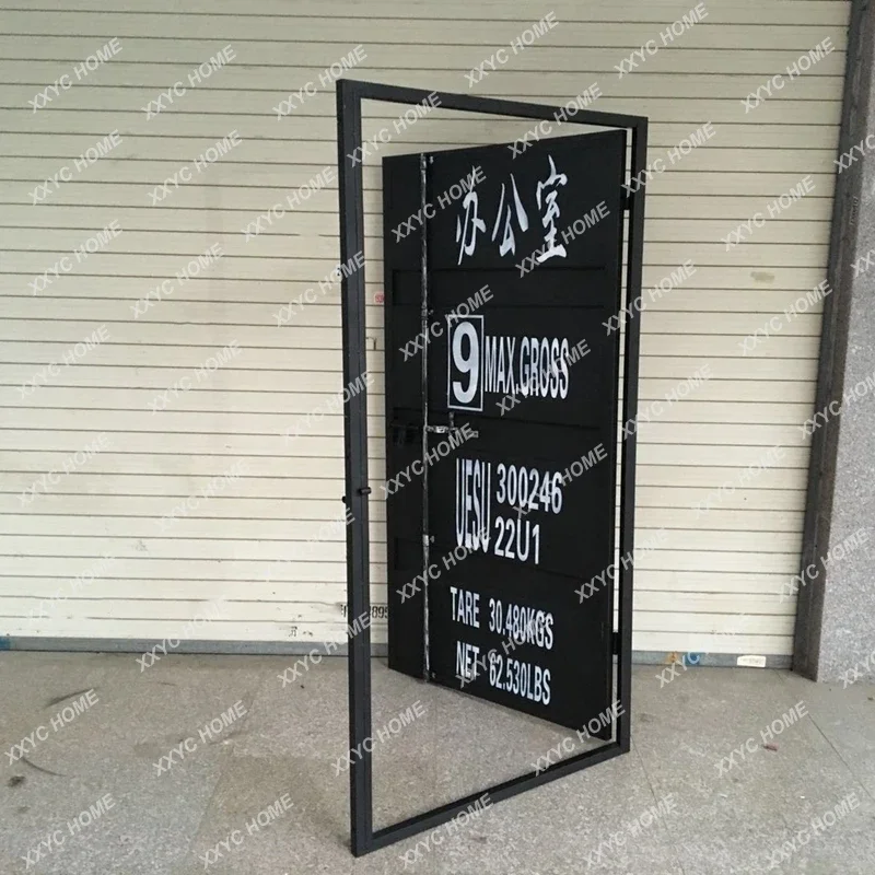 

Retro Ironwork Gate Container Sliding Industrial Air Inner Bathroom Door hanging room divider