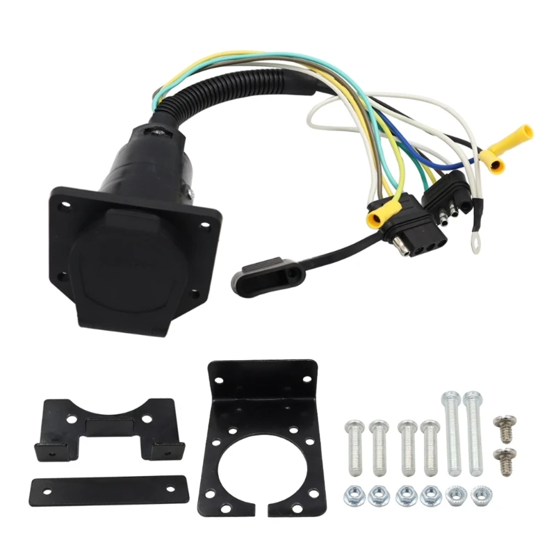 

Trailer Towing Connector 4 Way Flat Female 4 Way Pin to 7 Way RV Blade Multi Tow Adapter Truck Wiring Light Harness Plug GTWS