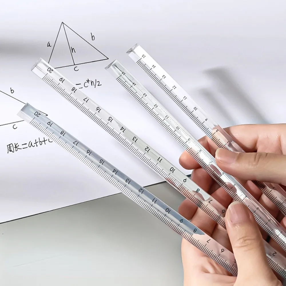 Mr. Paper Simple Transparent Three-square Ruler Students Drawing Measurement Ruler Exam Office School Supplies 2 Style drawing ruler