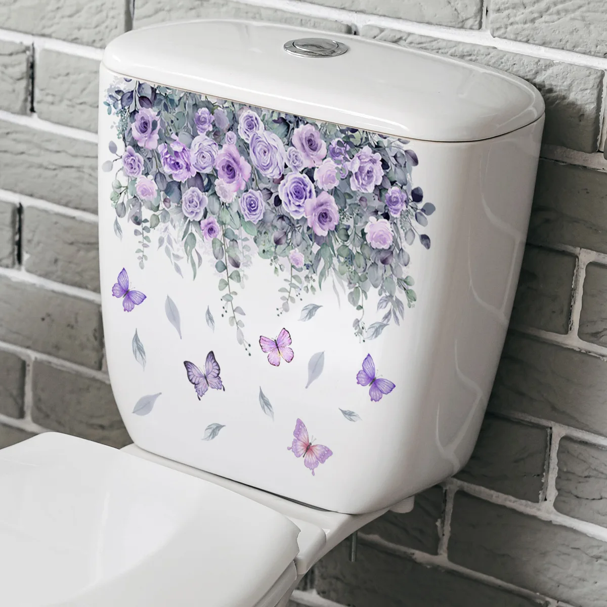 Plants Flowers Butterflies Toilet Sticker Bathroom Toilet Cover Sticker Refrigerator Wall Stickers Wc For Home Decoration vinyl stickers toilet stickers toilet wall stickers toilet seat stickers kitten wall stickers