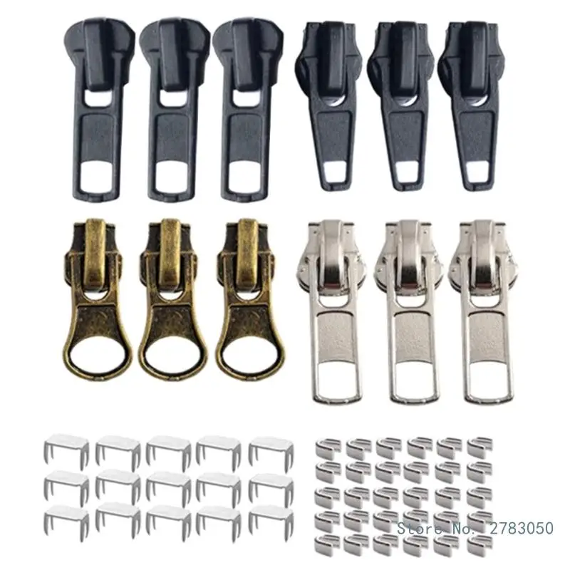 재킷 지갑 가방 수하물 백팩용 DIY 지퍼 교체 도구, 지퍼 스톱 포함, 5 지퍼 교체 도구, 57 개