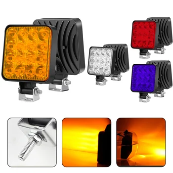 Faro LED Quadrato per Auto, 16 Luci 48W 12V, per Veicoli Fuoristrada e Carrelli Elevatori, Luce di Retromarcia, Luci Diurne Automatiche in ABS, Accessori