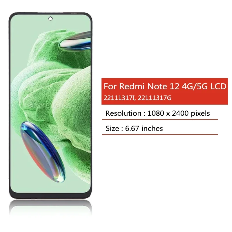ARSSLY Écran LCD De Remplacement Pour Xiaomi Redmi Note 12 5G De 6,67 Pouces Avec Numériseur Tactile Et Affichage Pour Redmi Note 12 5G 22111317I 22111317G Avec Kit D'Outils De Réparation