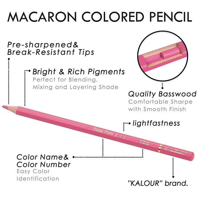 KALOUR Pro Colored Pencils Set, Soft Core with Vibrant 50/72/120 Colors, Professional Artists Kit Protected Organized in Tin Box 2