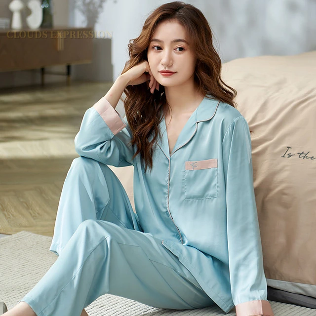 Silk Pajamas Set  Silk Pyjamas - Women's New Thin Silk Summer Pajamas 2023  Spring - Aliexpress