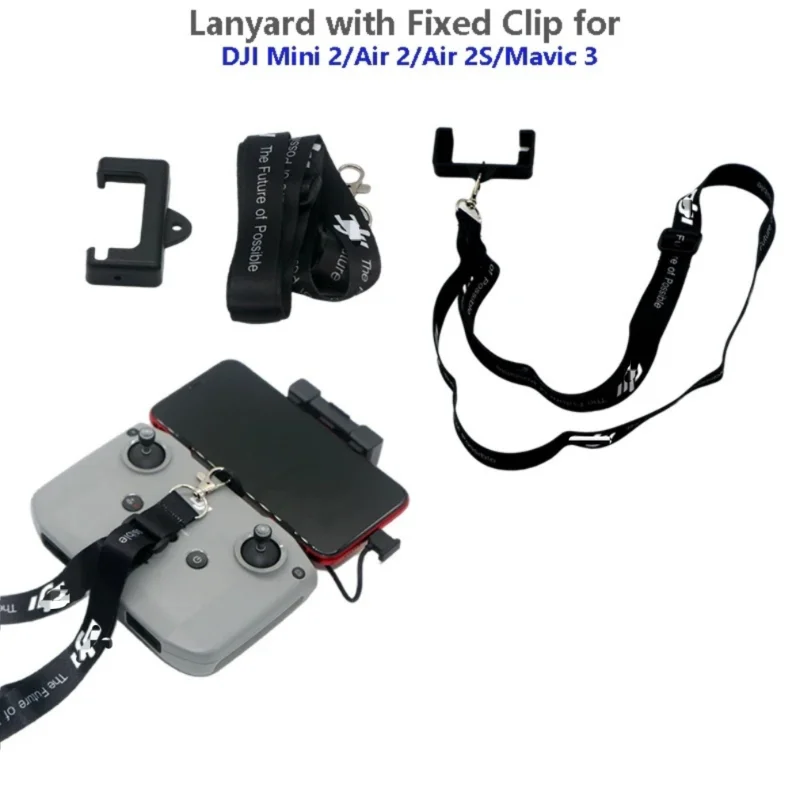 Lanière de cou gris clair avec mousquetons pour télécommande DJI, kit de transport pratique