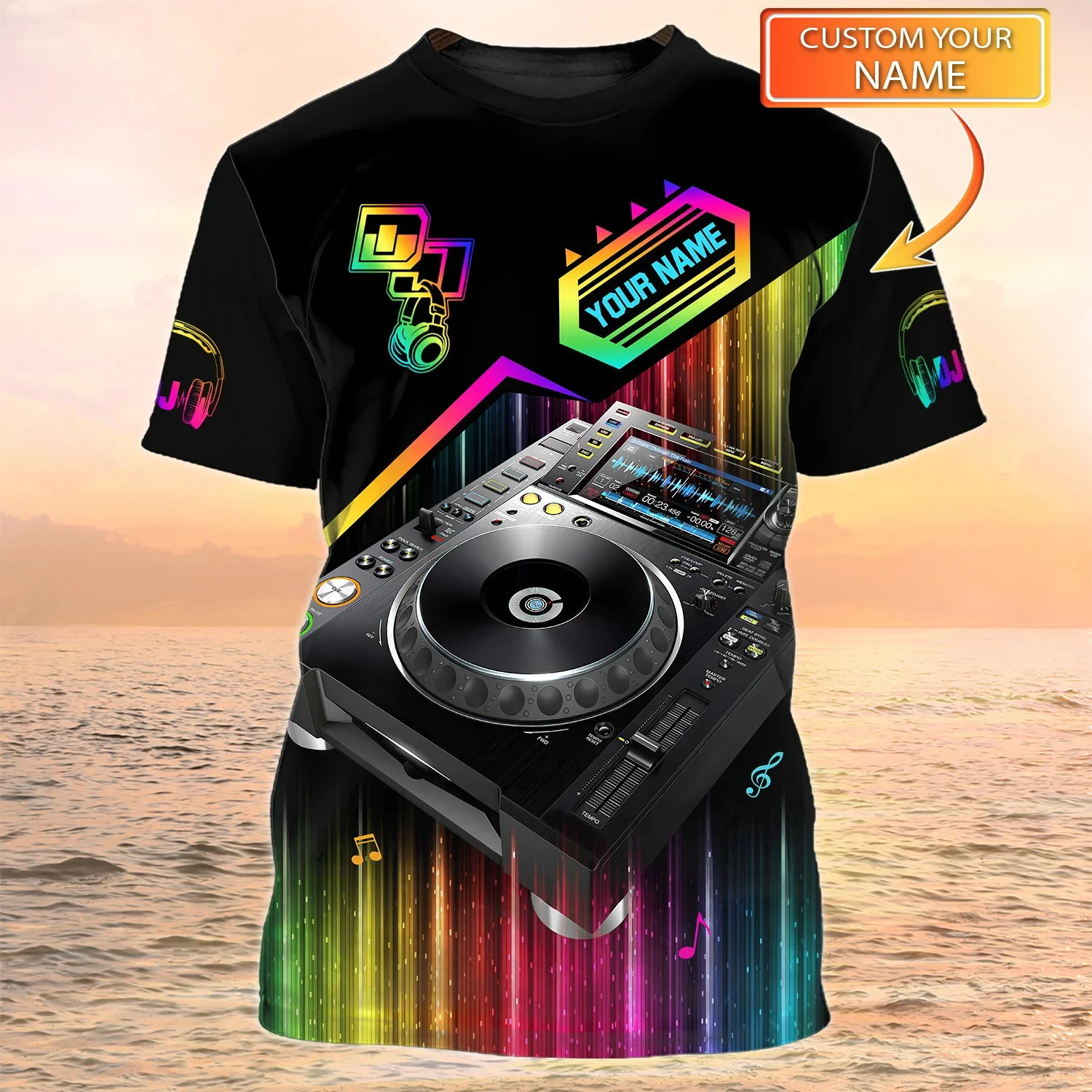 Neuestes Sommer-Herren-Halloween-T-Shirt mit personalisiertem Namen, Rock-DJ-Disco-Player, 3D-gedrucktes T-Shirt, Unisex, lässig, cooles T-Shirt DW114 – Detail 25