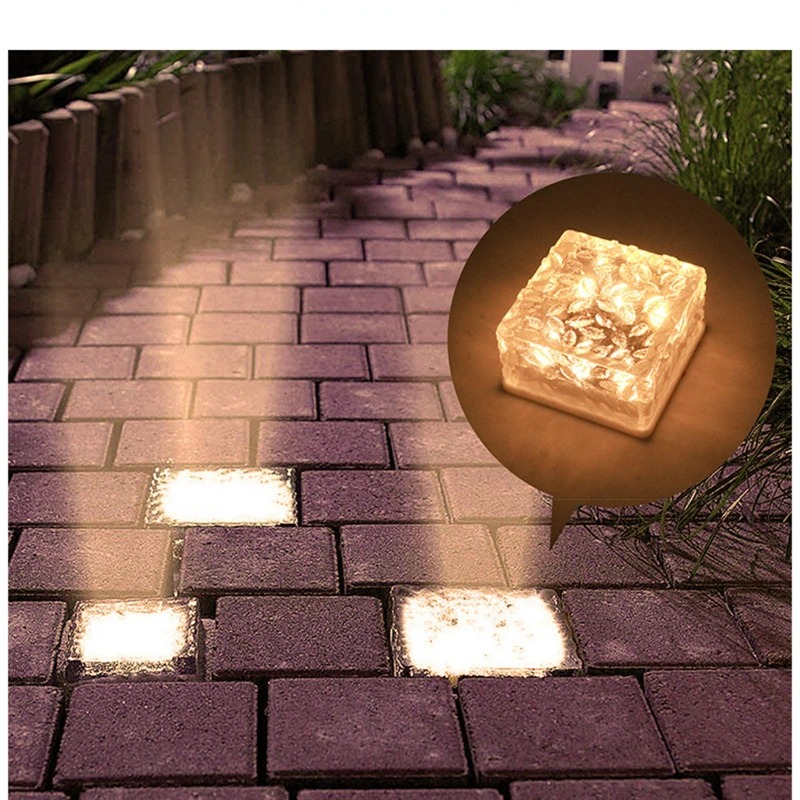 LED Solar Ice Brick Lights for Garden Floor Tiles Landscape Courtyard Christmas Decoration Ice Buried Lights Acrylic Material 13 colors acrylic paint glow in the dark luminous fluorescent paint for party nail decoration art supplies phosphor pigment