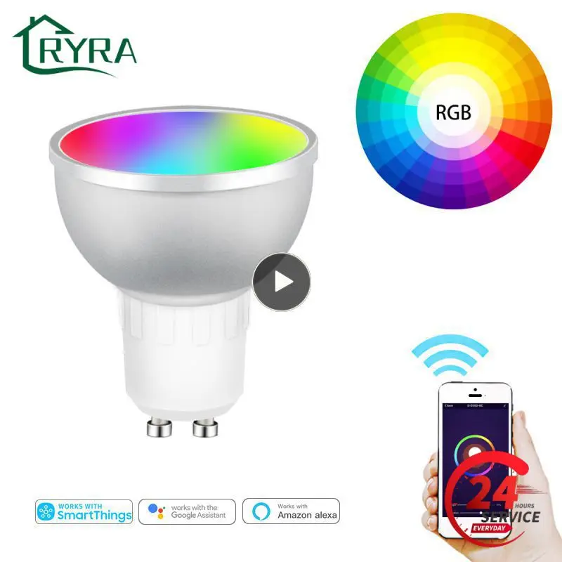 

3.0 Smart Bulb RGB+CW Dimmable Tuya GU10 Smart Bulb Voice Control Works With SmartThings App Alexa Home