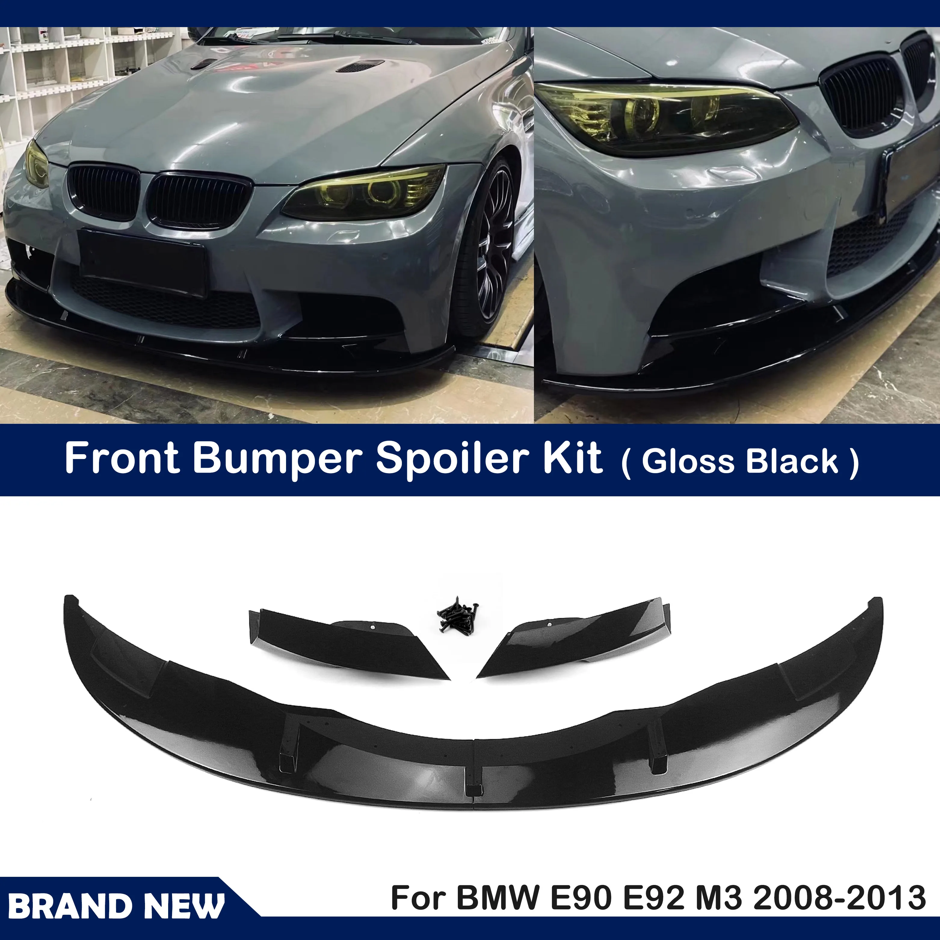 Car Front Bumper Spoiler Lip & Lower Body Kit Splitter Blade Abs