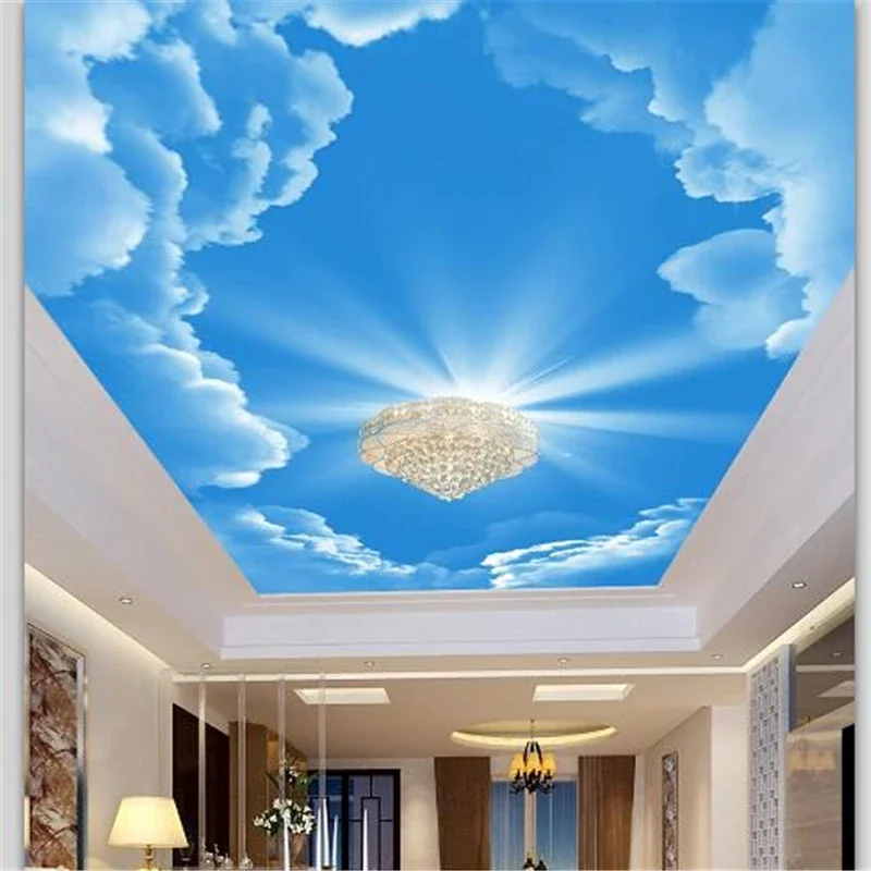 

Custom wallpaper 3d high-definition atmosphere beautiful blue sky white cloud ceiling living room mural Bedroom Hotel decoration