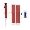 Metal Carpenter Pencil Built-in Sharpener 4-Color Lead Refills Woodworking & DIY Crafts, Deep Hole Marking Construction 6