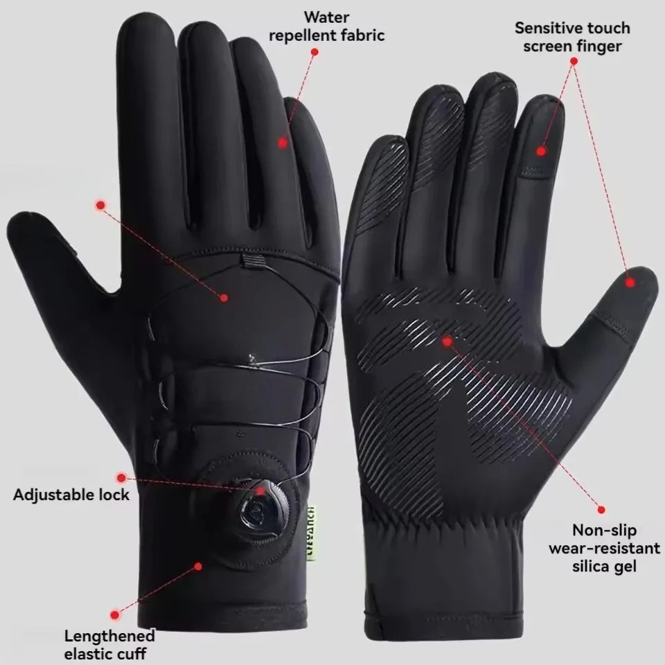 1pair Winter Warm Gloves for Men Women Extended Thickened Windproof and Waterproof Sports Touchscreen Skiing Cycling Gloves