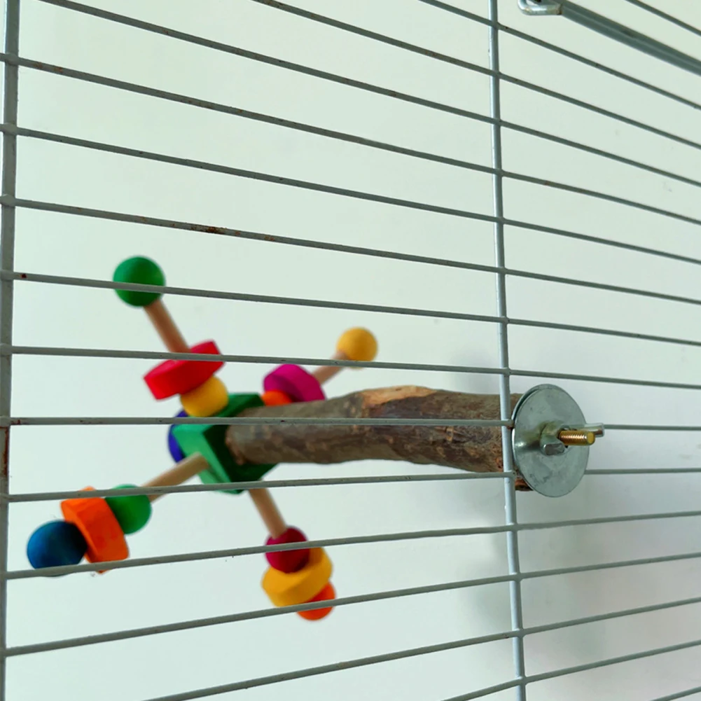 Bird Toys Natural Pepper Bird Stand Perch Toy With Rotating Balls Medium Large Birds Toys Wooden Bird Chew Toys Parrot Cage Toy