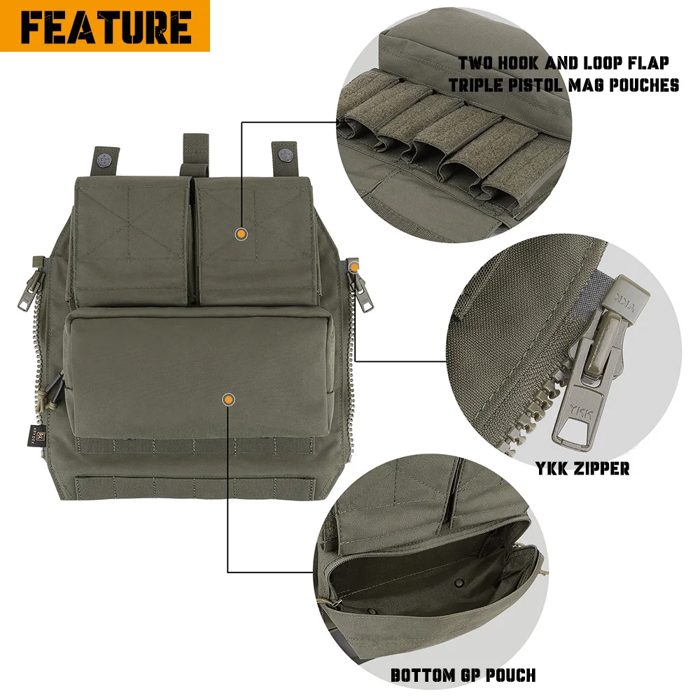 KRYDEX Taktische Zip On Pouch Plate Carrier Rucksack Tasche Für CPC NCPC AVS JPC2.0 Jagd Airsoft Weste Zubehör – Detail 8