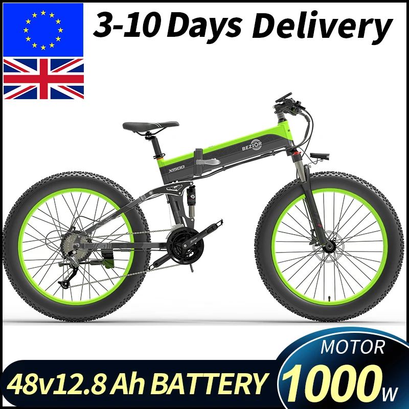 Bezior X1500 Bicicletta Elettrica Da Neve Fat Bike 26*4.0 1500W 48 V12.8Ah Freno Idraulico Pieghevole Ebike