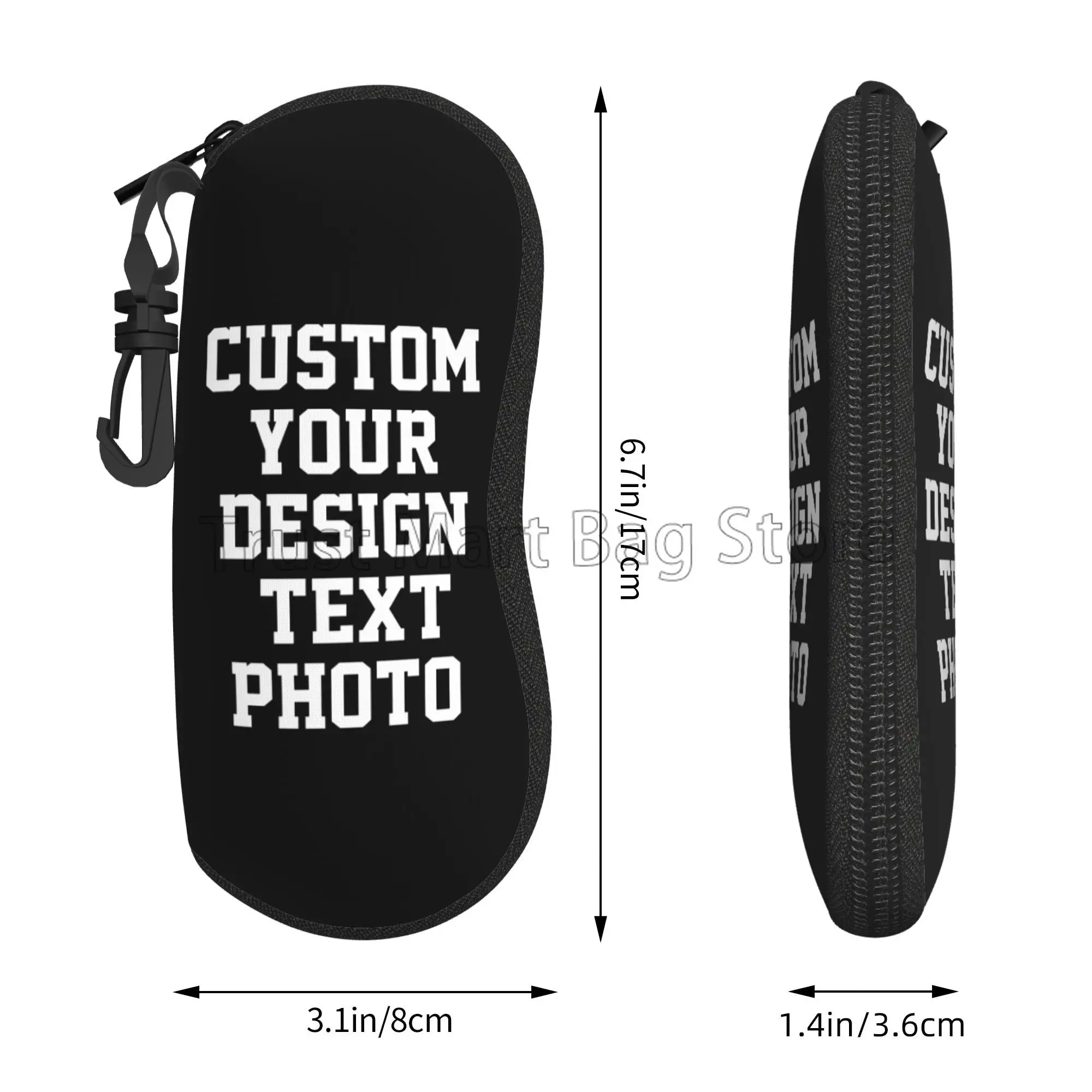 Eyeglasses Case Add Your Image Text Personalized Ultra Light Portable Sunglasses Case with Clip Gift for Women Men