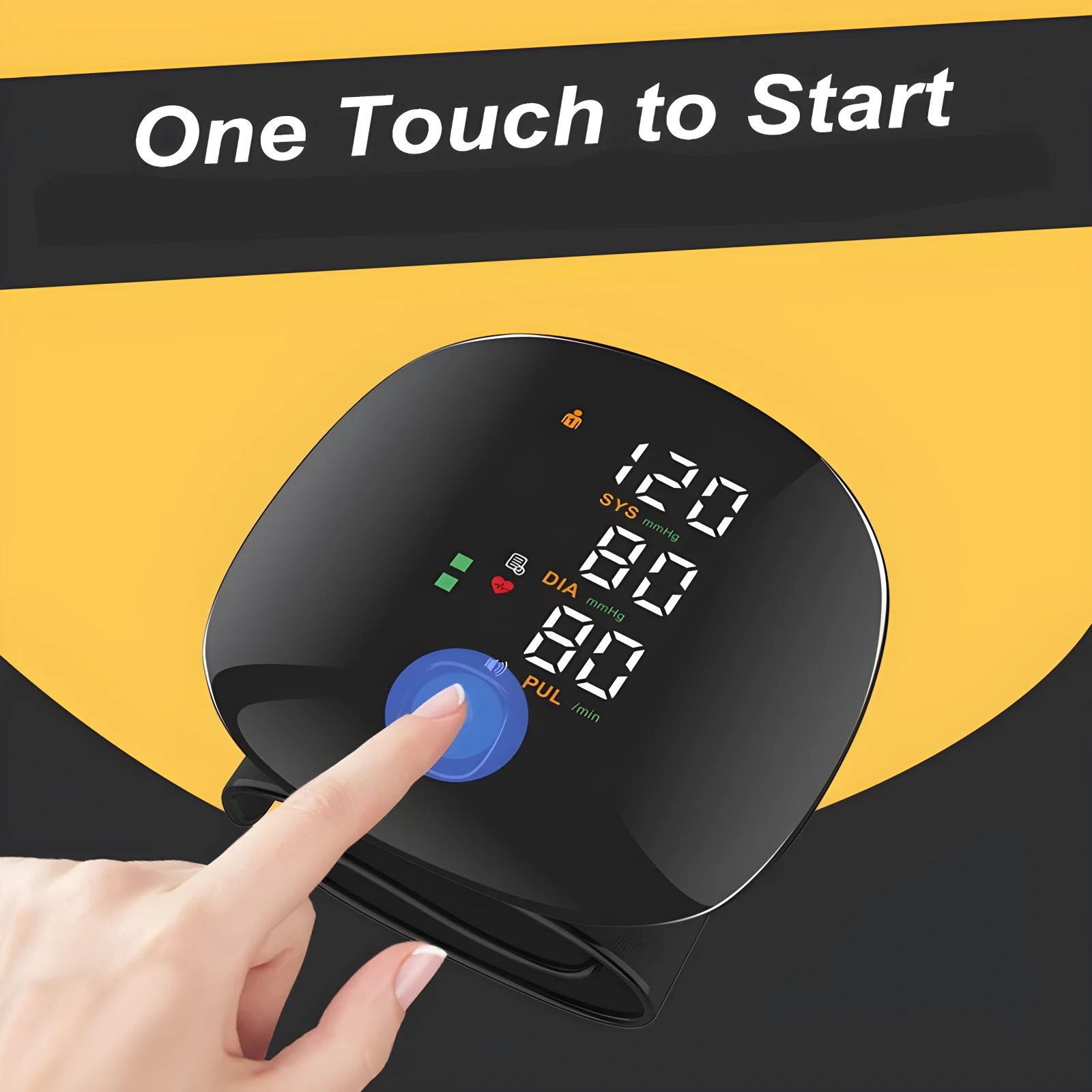 Blood Pressure Monitor Meter Rechargeable Voice Electronic Automatic Digital Heart Rate Wrist with Smart Touch LCD Screen