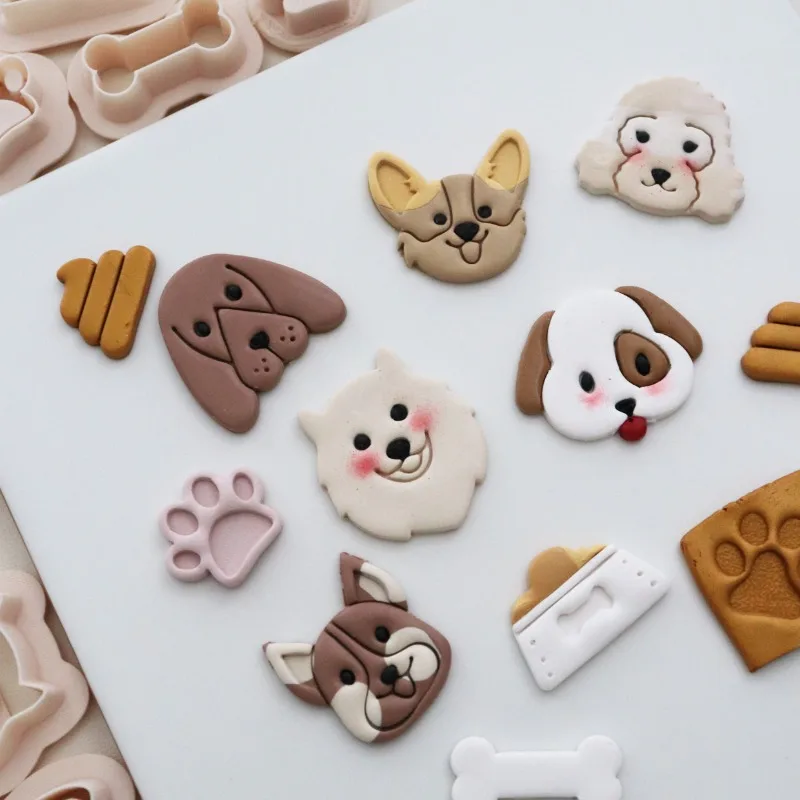 Cute Animal Dog Polymer Clay Cutters Cartoon Paw Dog Food Bone Poop Shaped Cutting Mold for Earring Jewelry Pendant Making Tools