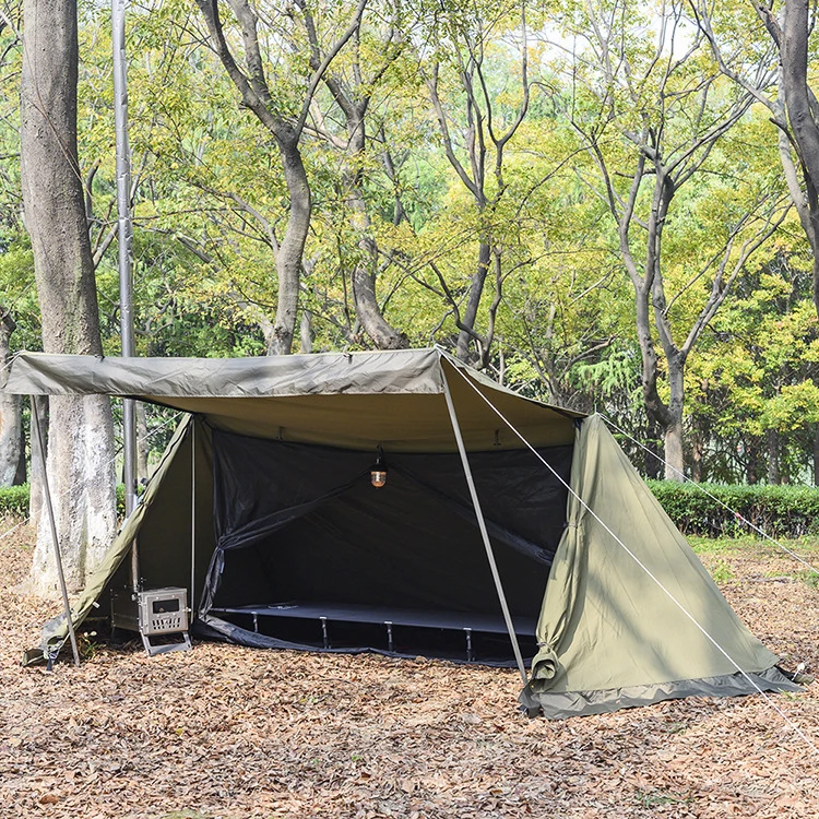 GRNTAMN Cotton Canvas Hot Tent with Two Tarp Poles and Two Tent Poles