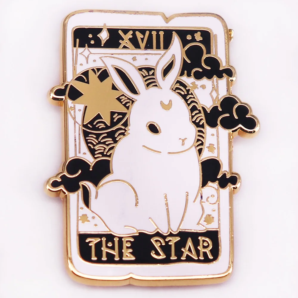 White Rabbit The Star Tarot Hard Emaille Pin