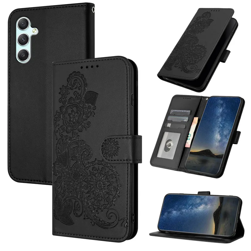 Flower Wallet Phone Case For Samsung Galaxy A55 5G SM-A556E A556B A 55 GalaxyA55 Cases Leather Flip Stand Phone Cover Totem Capa phone case,leather wallet case