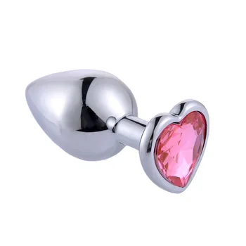 Stainless Steel Anal Plug Heart 3 Size Crystal Sexy Plug Removable Butt Plug Stimulator Sex Toys Prostate Massager Dildo 5
