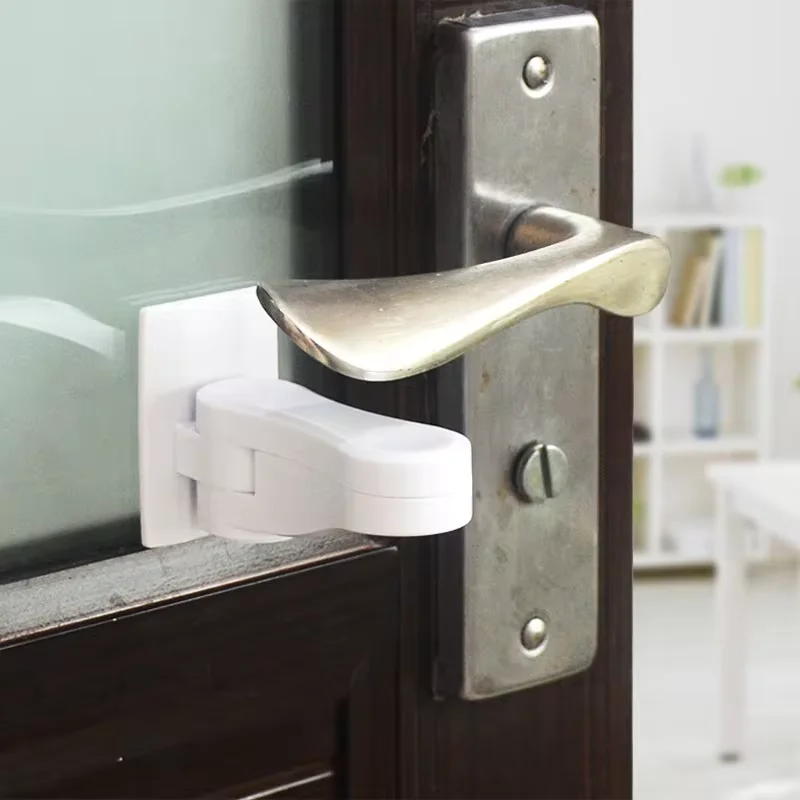 Universal Door Lever Lock Child Baby Safety Lock Rotation Proof Professional Door Adhesive Security Latch Multi-functional