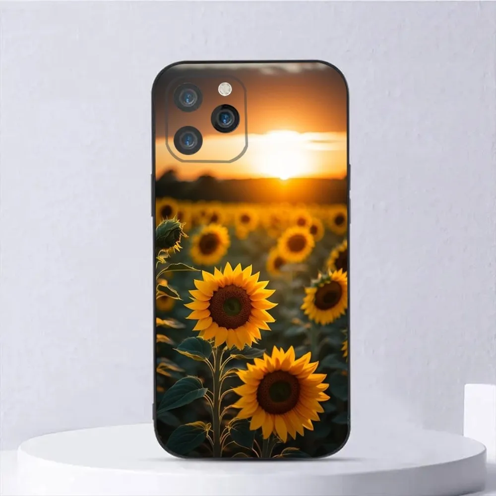 Radiant Yellow Sunflower Soft Silicone Phone Case - Chic Black Cover