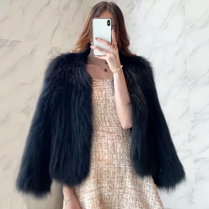 2023 New Women Short Faux Fur Coat Slimming Imitated Mink Plush Mink Outwear Winter Fashion Pure Color Warm Casual Jacket