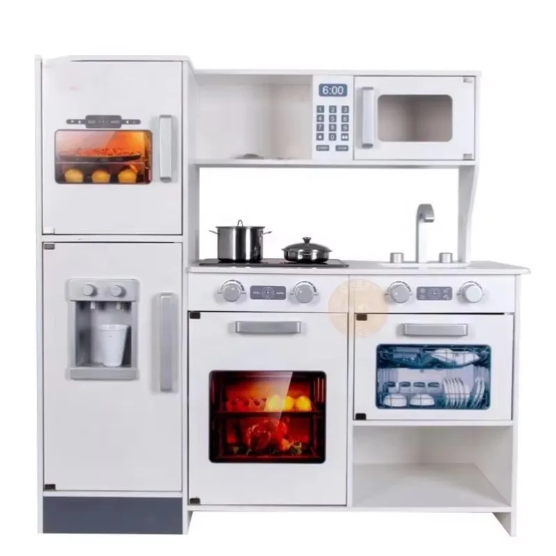 Hot Selling Set with Light and Sound Modern Luxury Kitchen Play Role Play Set Wooden Kitchen Toy for Kids