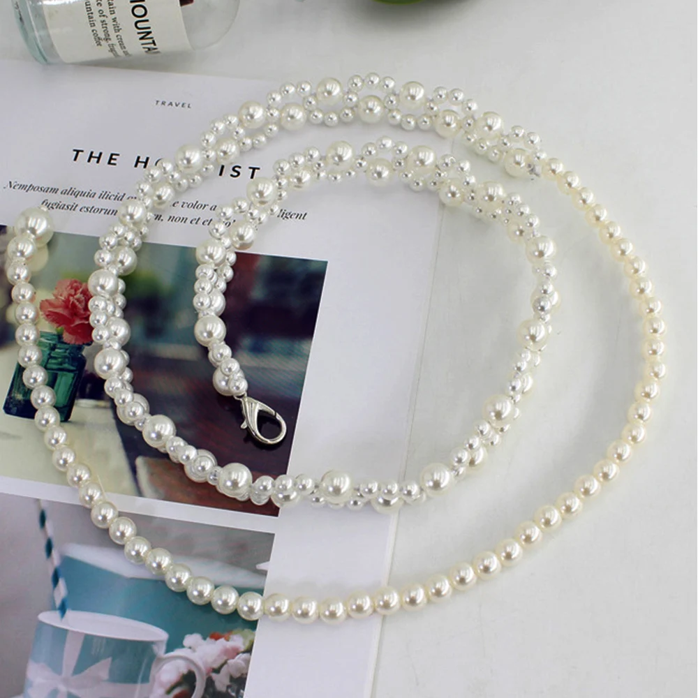 New Elegant Pearl Waist Belt Women Pearl Belt Female Girls Dress Strap Thin Slim Dress Long Waistbands Straps Waist Chains