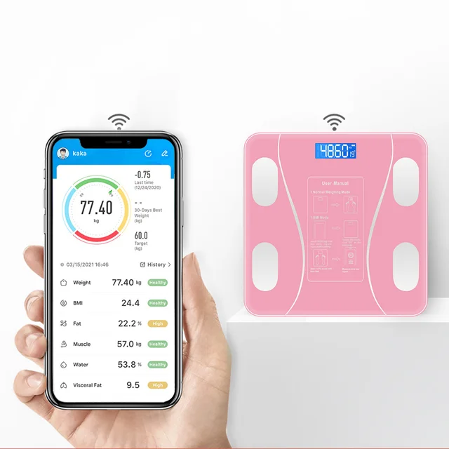 Electronic Scale Health Weighing Heavy Weight Scale Electronic Scale USB  Charging Electronic Scale Human Scale (Color : Pink) FAY