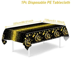 Gold and Black Glitter Birthday Tablecloth - Elegant Party Decoration and Supplies (Fluorescence Yellow)