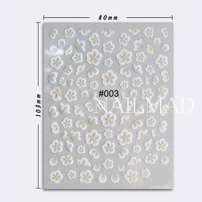 1 sheet Flower Nail Art Stickers White Lace Nail Sticker Acrylic Flower Adhesive Decals Rose Gold Stickers